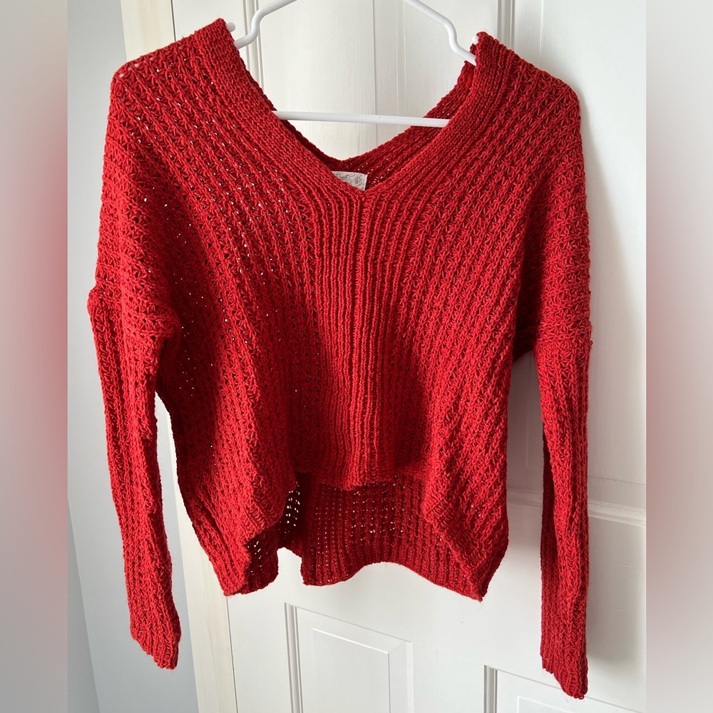 Poof Apparel women’s chenille sweater, red, size small